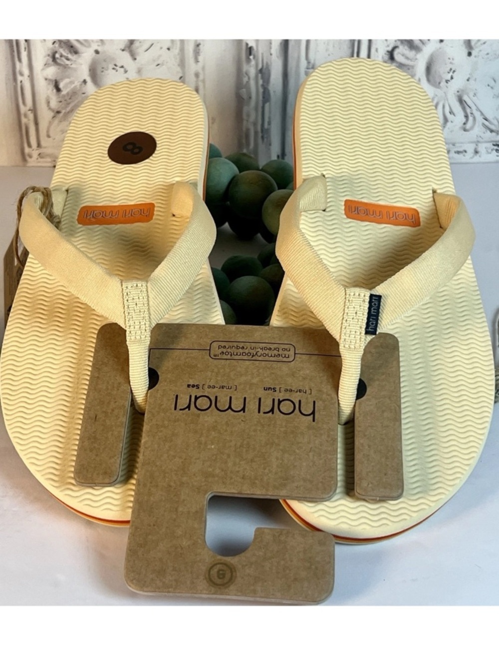 NWT Hari Mari Dune’s Flip Flop Sandals Dunes Cream Sherbert Women’s 8 - Picture 7 of 16